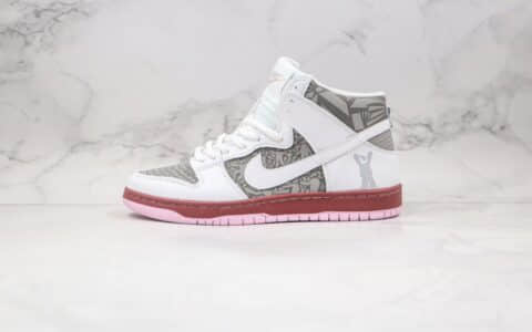 耐克Nike SB Dunk High纯原版本高帮SB DUNK灰白棕色爆裂纹板鞋原盒原标 货号：304292-001