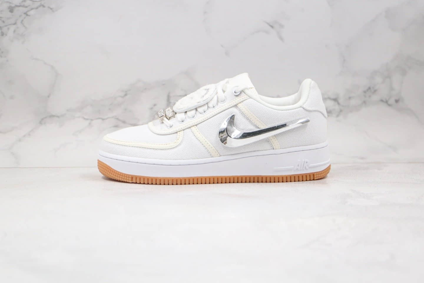 耐克Nike Air Force 1 x Travis Scott联名款纯原版本换勾魔术贴空军一号板鞋内置全掌Sole气垫 货号：AQ4211-100