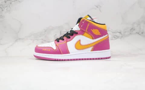 乔丹Air Jordan 1 Mid Familia纯原版本中帮AJ1亡灵节粉黄色篮球鞋原鞋开模一比一打造 货号：DC0350-100