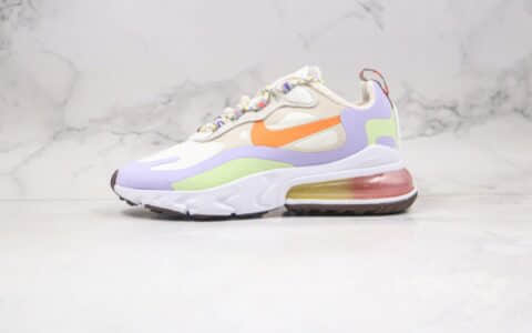 耐克Nike Air Max 270 React QP White Light Blue纯原版本半掌气垫Max270米白紫橙色马卡龙糖果色气垫鞋原盒原标 货号：DC3276-101