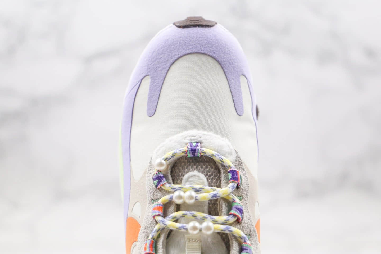 耐克Nike Air Max 270 React QP White Light Blue纯原版本半掌气垫Max270米白紫橙色马卡龙糖果色气垫鞋原盒原标 货号：DC3276-101