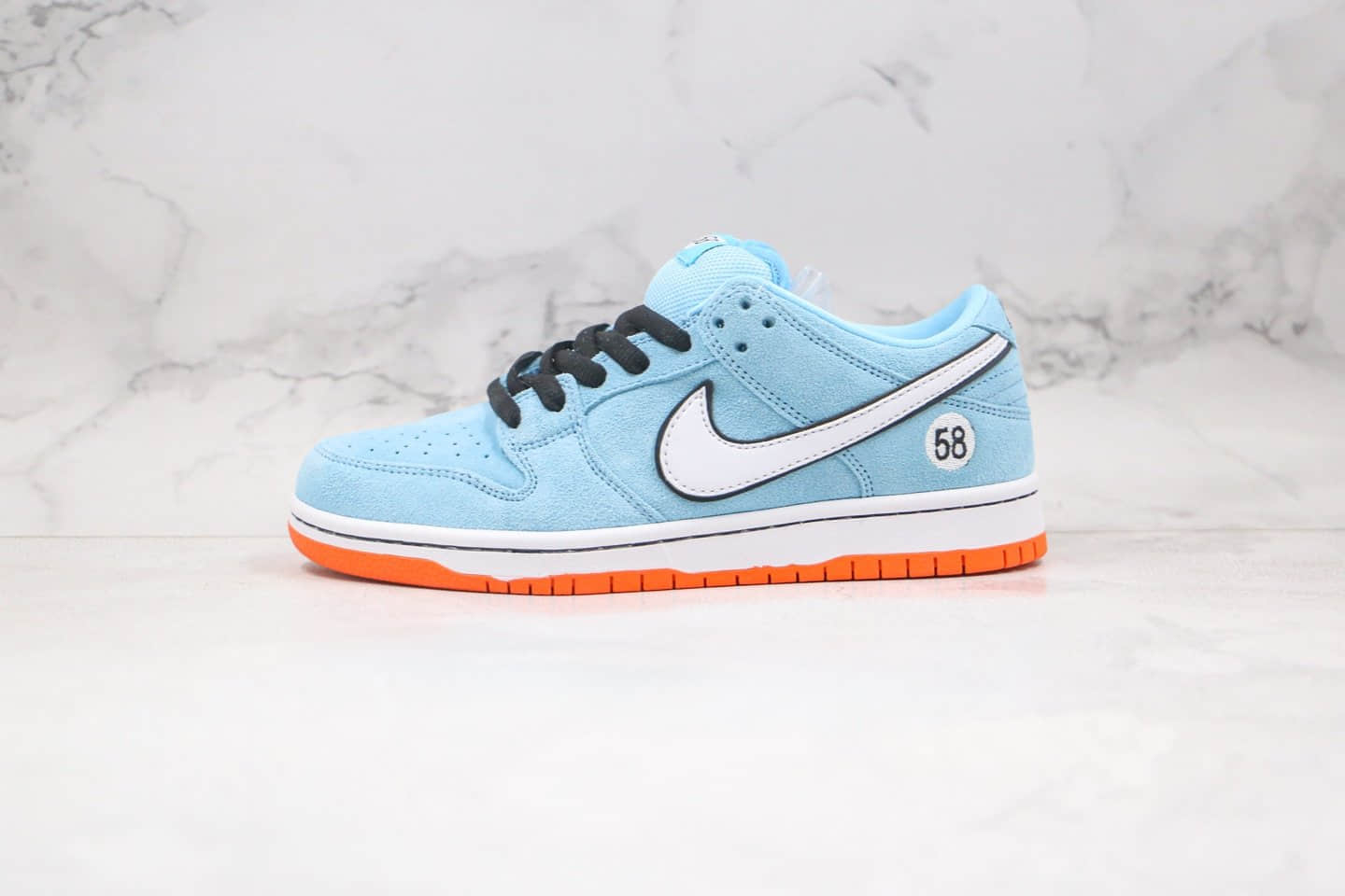 耐克Nike SB Dunk Low Pro Club 58 Gulf x WE CLUB 58联名款纯原版本低帮SB DUNK海湾赛车队元素蓝色58板鞋内置后跟Zoom气垫 货号：BQ6817-401