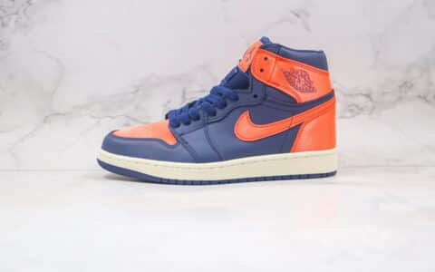 乔丹Air Jordan 1 PRM Blue Void纯原版本中帮AJ1蓝橙色尼克斯丝绸配色原盒原标 货号：AH7389-408