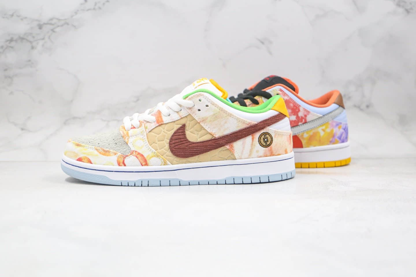 耐克Nike DUNK SB Low CNY纯原版本低帮SB DUNK中国新年限定扎染鸳鸯食拾文刺绣橙黄色板鞋内置Zoom气垫 货号：CV1628-800