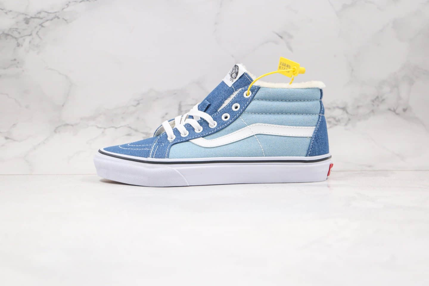 万斯Vans Sk8-Mid公司级版本中帮板鞋加绒牛仔蓝原厂硫化大底 货号：VN0A3MV8Q69