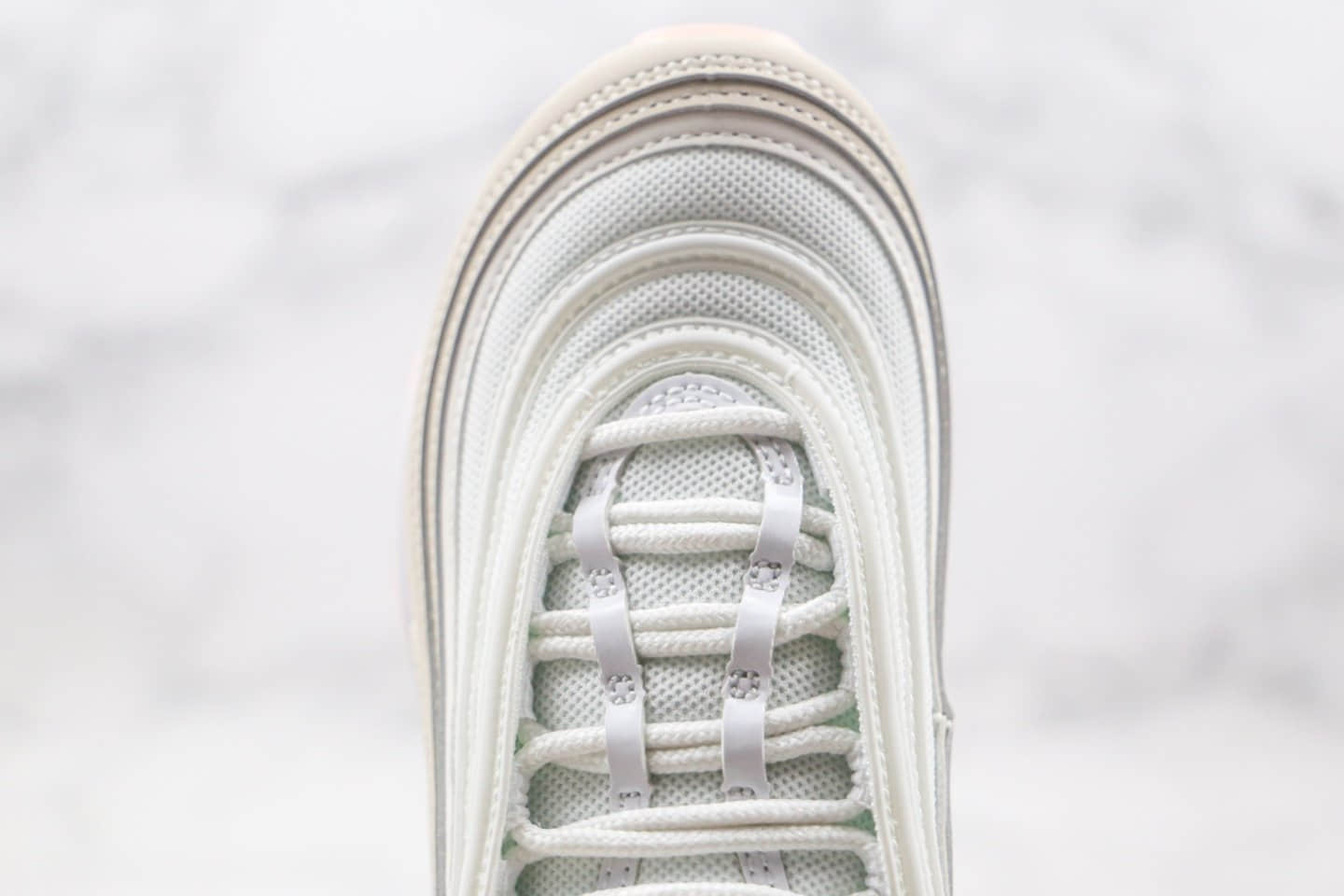 耐克Nike Air Max 97 GS纯原版本子弹气垫跑鞋米白粉色区别市面通货 货号：CT1904-100