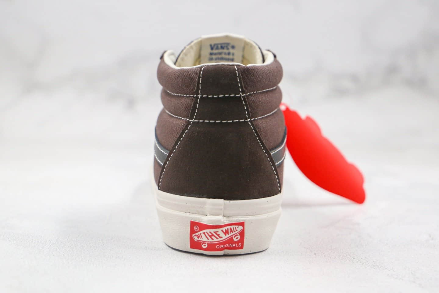 万斯Vans Sk8-Mid公司级版本中帮帆布麂皮拼接板鞋咖啡棕原厂硫化大底 货号：VN0A3ZCDUN8