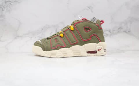 耐克Nike Air More Uptempo纯原版本大Air皮蓬篮球鞋橄榄绿内置气垫 货号：DH0622-300