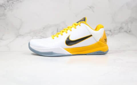 耐克Nike Zoom Kobe 5纯原版本科比5代男子实战篮球鞋白黄色内置真碳纤维板 货号：386430-104