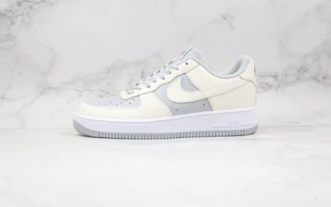 耐克Nike Air Force 1纯原版本低帮AF1空军一号北极狐米白灰色原厂中底钢印 货号：AQ4134-405