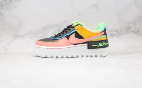 耐克Nike Air Force 1 Shadow SE纯原版本空军一号加绒板鞋解构拼接马卡龙黑粉黄色原鞋一比一打造 货号：CT1985-700