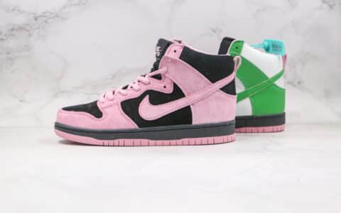 耐克Nike SB Dunk High Invert Celtics纯原版本高帮SB DUNK黑粉绿色反转拼接鸳鸯凯尔特人板鞋内置气垫原盒原标 货号：CU7349-001