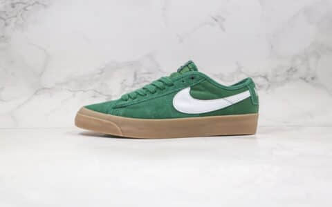 耐克Nike SB Blazer L ow Pro GT纯原版本低帮SB开拓者王一博同款生胶绿色板鞋原盒原标 货号：DC0603-300