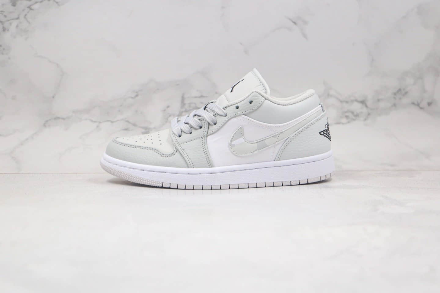 乔丹Air Jordan 1 Low White Camo纯原版本低帮AJ1迷雾迷彩浅灰色篮球鞋内置气垫 货号：DC9036-100