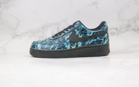 耐克Nike Air Force 1 07 wb纯原版本低帮空军一号暗黑闪电黑蓝色板鞋内置全掌Sole气垫 货号：315122-001