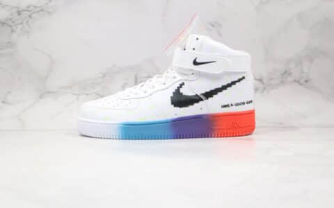 耐克Nike force 1 Mini Swoosh Logo纯原版本高帮空军一号英雄联盟电玩数码配色内置全掌Sole气垫 货号：DC2111-101