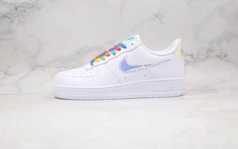 耐克Nike Air Force1 LOW'07纯原版本低帮空军一号白镭射边彩虹渐变鞋带板鞋内置气垫 货号：CV1699-100