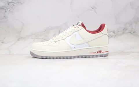 耐克Nike Air Force 1 LOW 07纯原版本低帮空军一号奶油拼接米白红色板鞋内置全掌Sole气垫 货号：DD7209-101