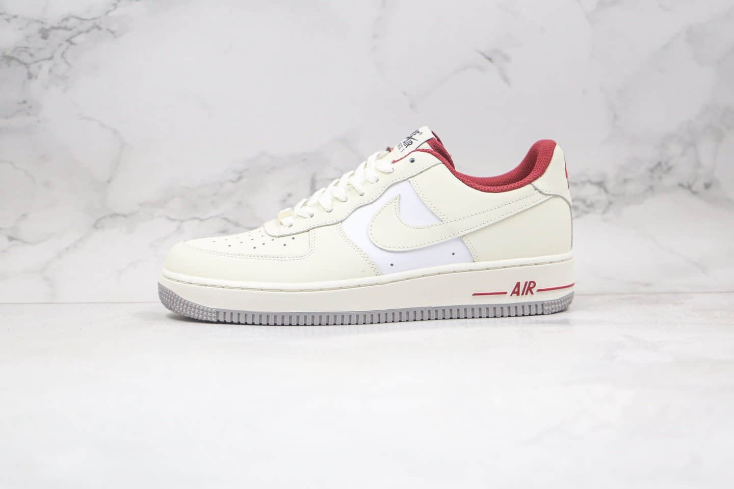 耐克Nike Air Force 1 LOW 07纯原版本低帮空军一号奶油拼接米白红色板鞋内置全掌Sole气垫 货号：DD7209-101