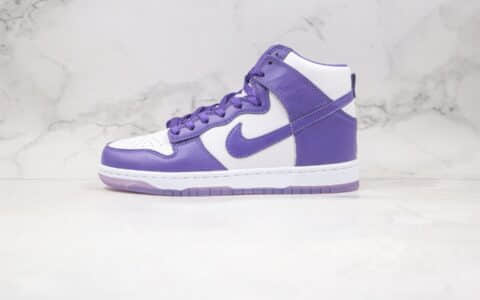 耐克Nike SB Dunk High Pro Varsity Purple纯原版本高帮SB DUNK果冻底白紫色板鞋内置后跟Zoom气垫 货号：DC5382-100