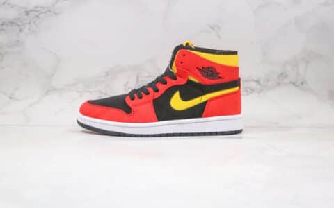 乔丹Air Jordan 1 Zoom Comfort Chile Red纯原版本高帮AJ1解构黑红色黄勾拼色原楦头纸板打造 货号：CT0978-006