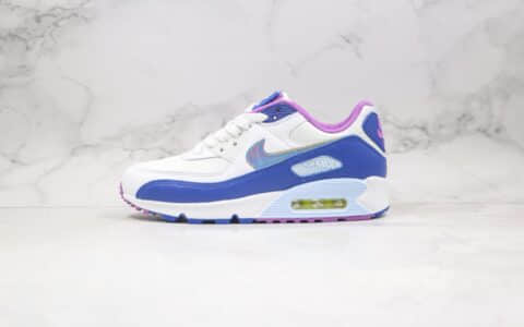 耐克Nike Air Max 90 Easter纯原版本后掌气垫跑鞋Max90彩蛋篮紫色原楦头纸板打造 货号：CT3623-100