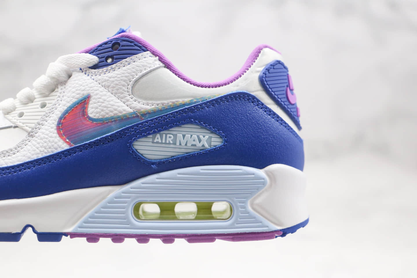 耐克Nike Air Max 90 Easter纯原版本后掌气垫跑鞋Max90彩蛋篮紫色原楦头纸板打造 货号：CT3623-100