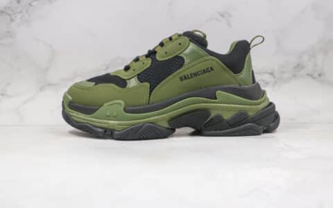 巴黎世家Balenciaga Triple S纯原版本复古老爹鞋黑绿色原鞋开模一比一打造