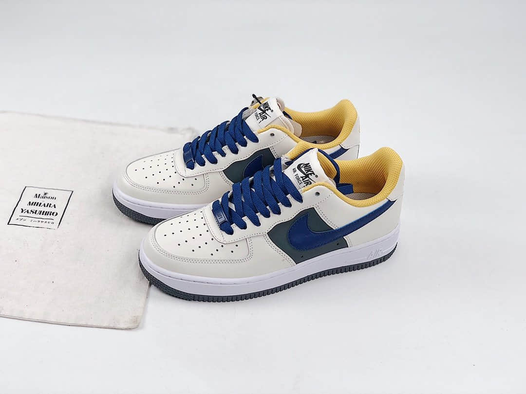 耐克Nike Air Force1 LOW'07纯原版本低帮空军一号米黄蓝灰板鞋内置全掌Sole气垫 货号：CK7214-101