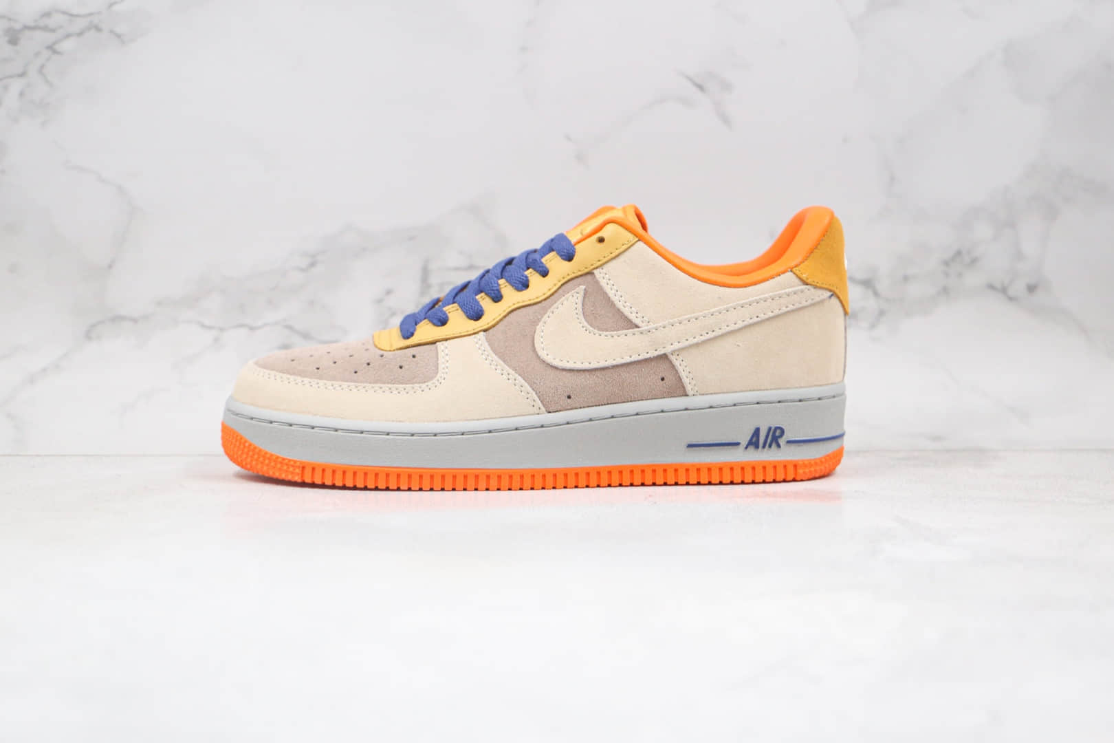 耐克Nike Air Force1 LOW'07纯原版本低帮空军一号蓝灰拼橙板鞋内置气垫 货号：DD7209-105