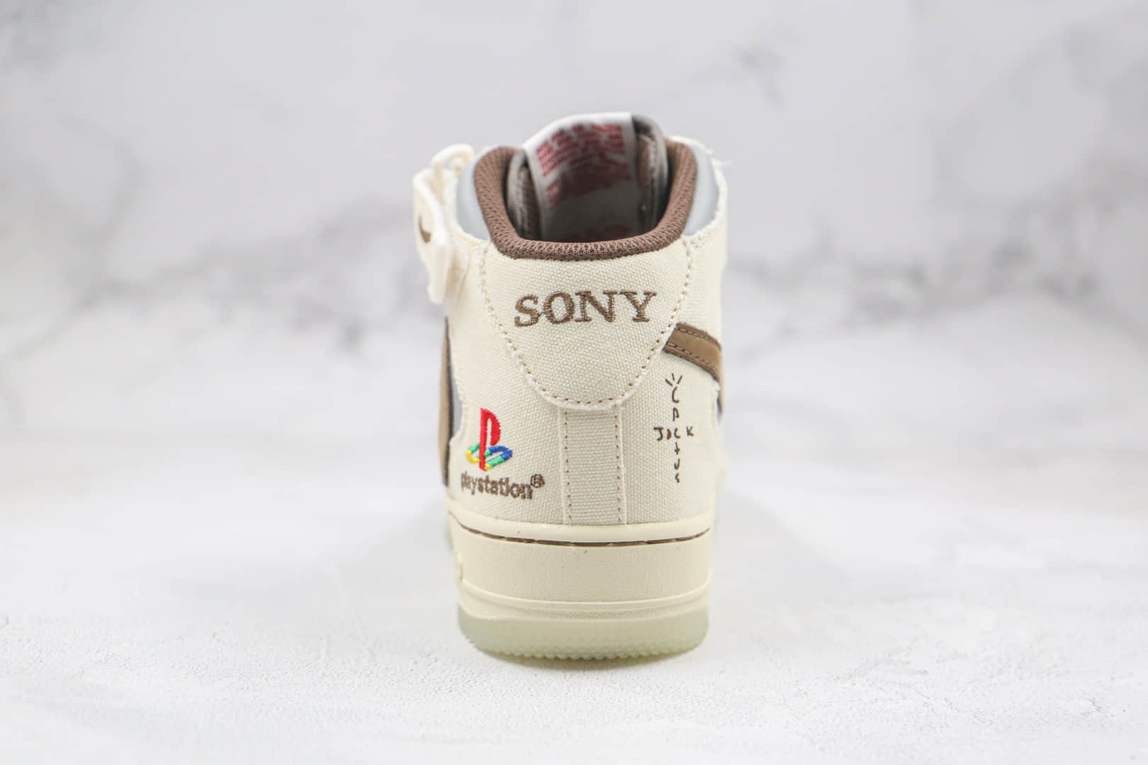 耐克Nike Air Force1 Mid x Playstation x Nike Travis Scott三方联名款纯原版本中帮空军一号倒钩板鞋内置气垫 货号：BQ5028-202