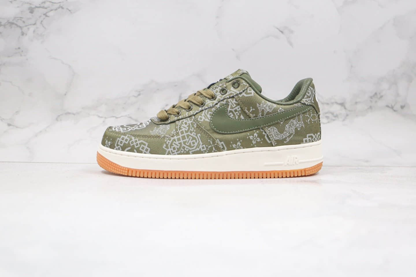 耐克Nike Air Force 1 Premium x Clot陈冠希联名款纯原版本低帮绿色丝绸空军一号板鞋正确鞋面丝绸材质可撕 货号：CZ3986-008