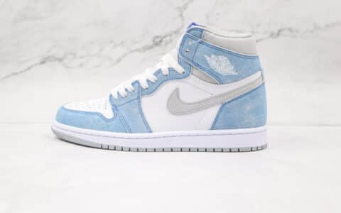 乔丹Air Jordan 1 Hyper Royal纯原版本高帮AJ1麂皮白蓝色篮球鞋正确后跟定型原盒原标 货号：555088-402