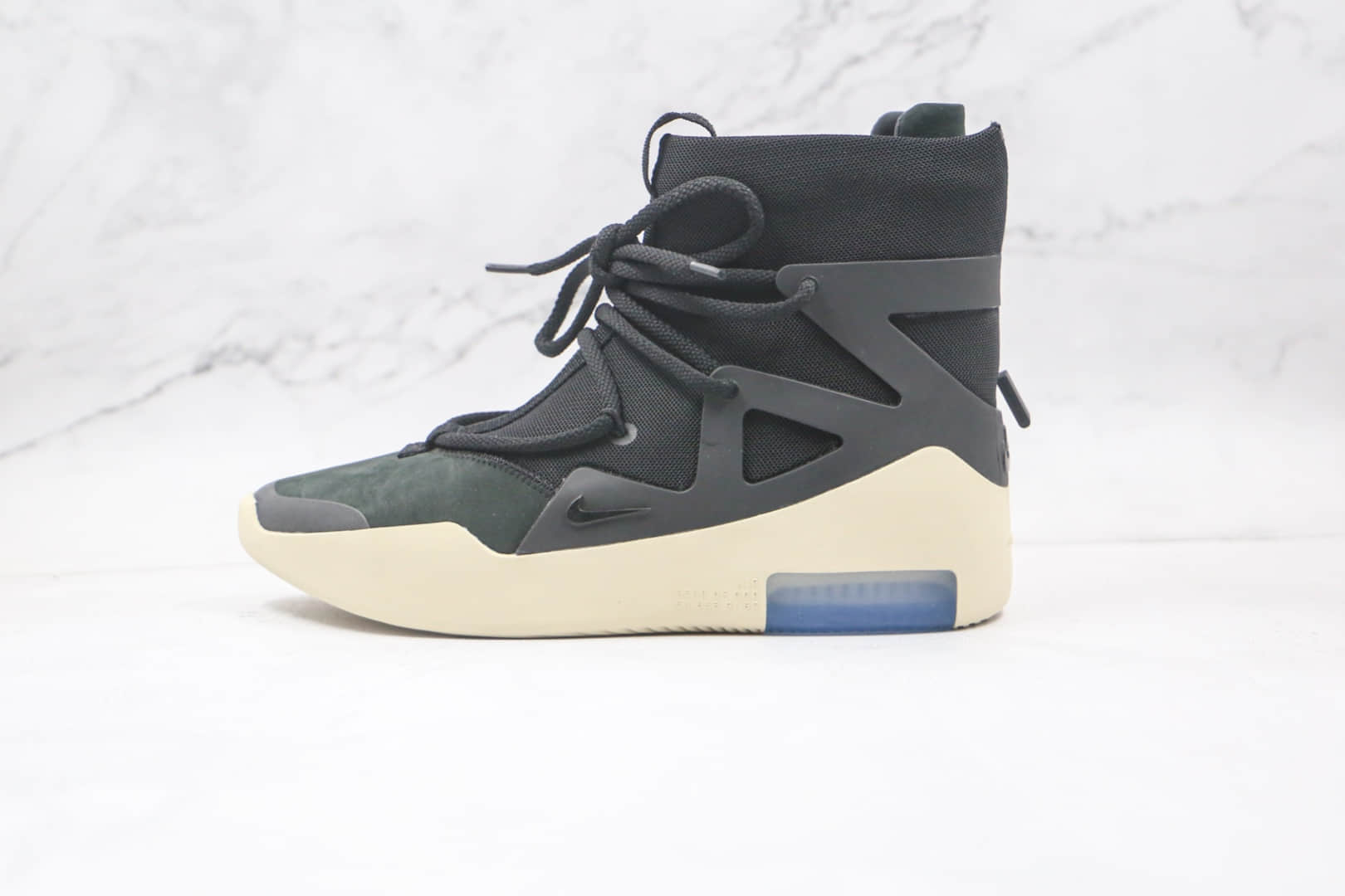 耐克Nike Air Fear of God 1 String The Question x FOG联名款纯原版本恐惧上帝高帮黑色拉链款原盒配件齐全 货号：AR4237-902