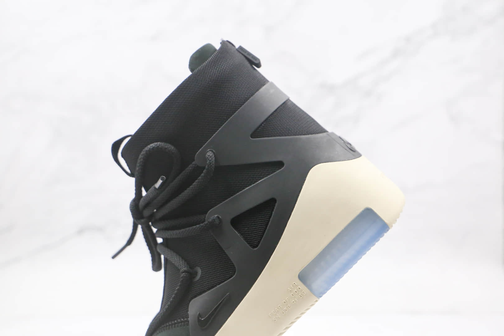 耐克Nike Air Fear of God 1 String The Question x FOG联名款纯原版本恐惧上帝高帮黑色拉链款原盒配件齐全 货号：AR4237-902