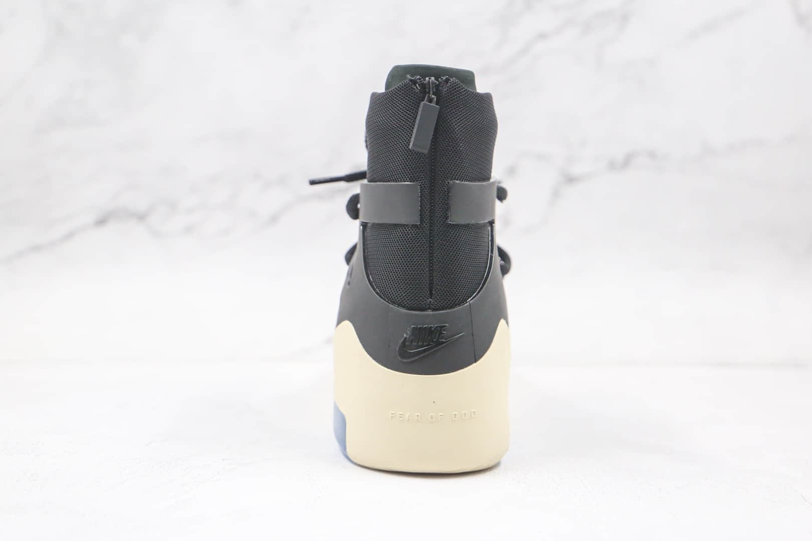 耐克Nike Air Fear of God 1 String The Question x FOG联名款纯原版本恐惧上帝高帮黑色拉链款原盒配件齐全 货号：AR4237-902