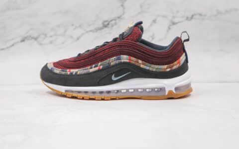 耐克Nike Air Max 97纯原版本酒红格子色Max97子弹气垫鞋真小潘气垫 货号：DC3494-993