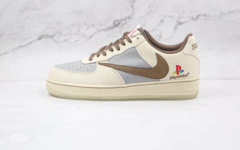 耐克Nike Air Force 1 x Travis Scott x Playstation纯原版本三方联名款低帮空军一号倒钩板鞋内置全掌Sole气垫 货号：BQ5826-208