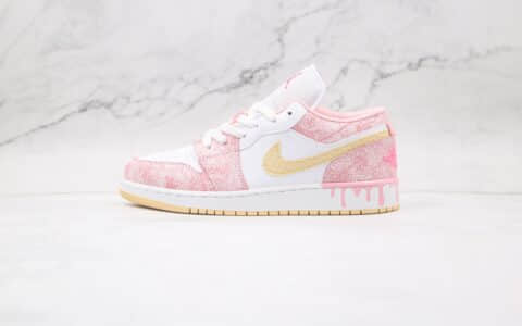 乔丹Air Jordan 1 Low GS Paint Drip纯原版本低帮AJ1粉冰淇淋板鞋原档案数据开发 货号：CW7104-601