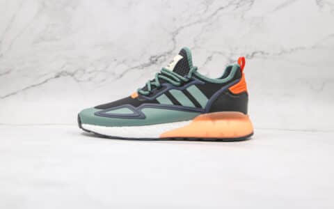 阿迪达斯Adidas ZX 2K BOOST纯原版本三叶草黑绿橙深蓝色爆米花跑鞋原厂BOOST大底 货号：FZ0218