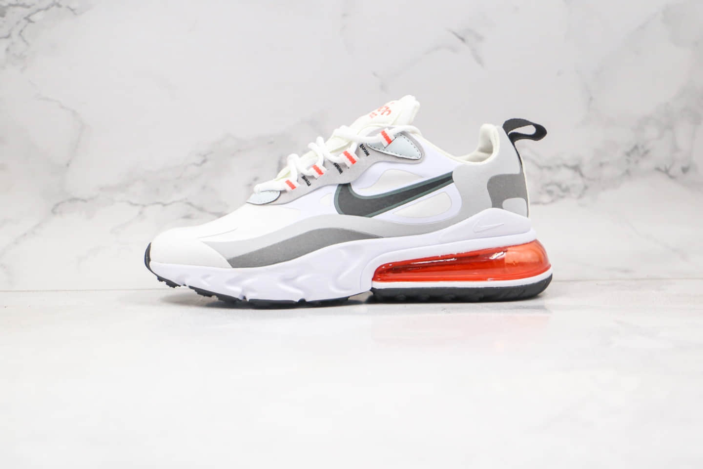 耐克Nike Air Max 270 React纯原版本瑞亚赛车系列Max270白灰红色半掌气垫原档案数据开发 货号：CT1280-100