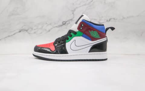 乔丹Air Jordan 1 Mid Multicolor纯原版本中帮AJ1彩色拼接篮球鞋正确后跟定型 货号：DB5454-001