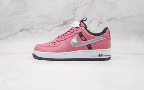 耐克Nike Air Force 1 LVB KSA纯原版本低帮空军一号玫红粉色皮面刺绣3M反光勾板鞋正确鞋面材质 货号：CT4683-600