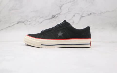 匡威Converse One Star公司级版本低帮杰克一星3M反光翻毛皮黑红硫化板鞋原楦头纸板打造