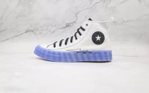 匡威CONVERSE ALL STAR 2021公司级版本高帮果冻透明底闪电白蓝黑帆布鞋2021春季新款 货号：169468C