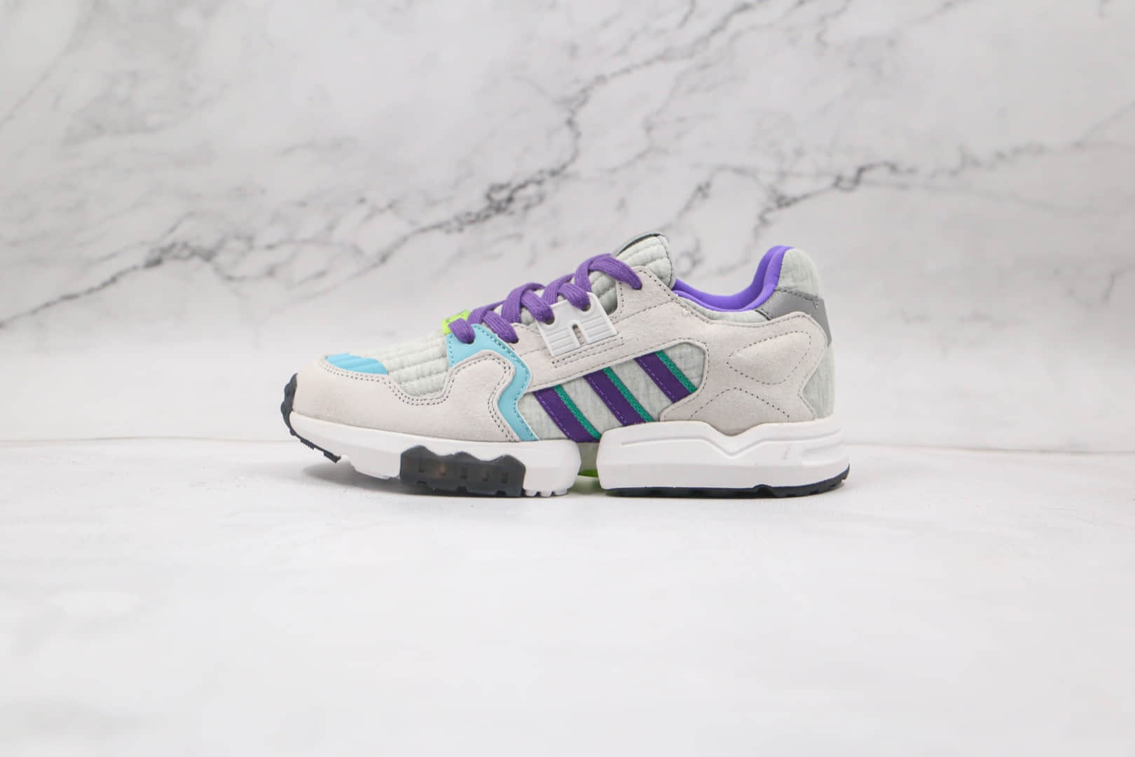 阿迪达斯Adidas Originals ZX Torsion纯原版本三叶草白紫绿蓝色ZX扭转系列慢跑鞋原盒原标 货号：EF4388