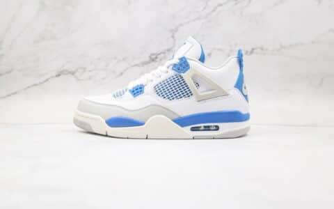 乔丹Air Jordan 4纯原版本高帮AJ4白蓝配色篮球鞋正确鞋面头层皮革原盒原标 货号：308497-105