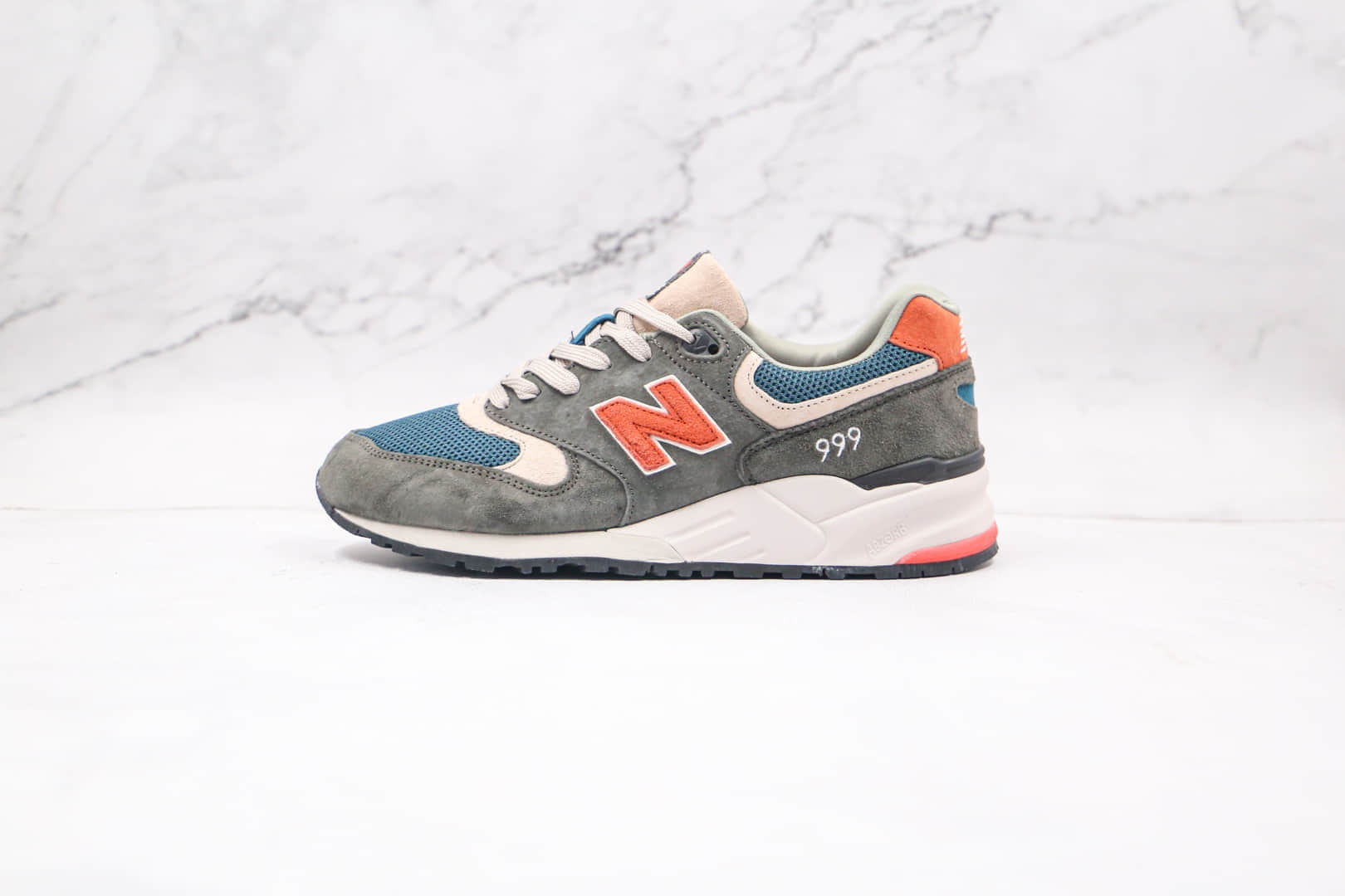 新百伦New Balance 999纯原版本灰橘蓝色NB999复古慢跑鞋原楦头纸板打造 货号：ML999JOL
