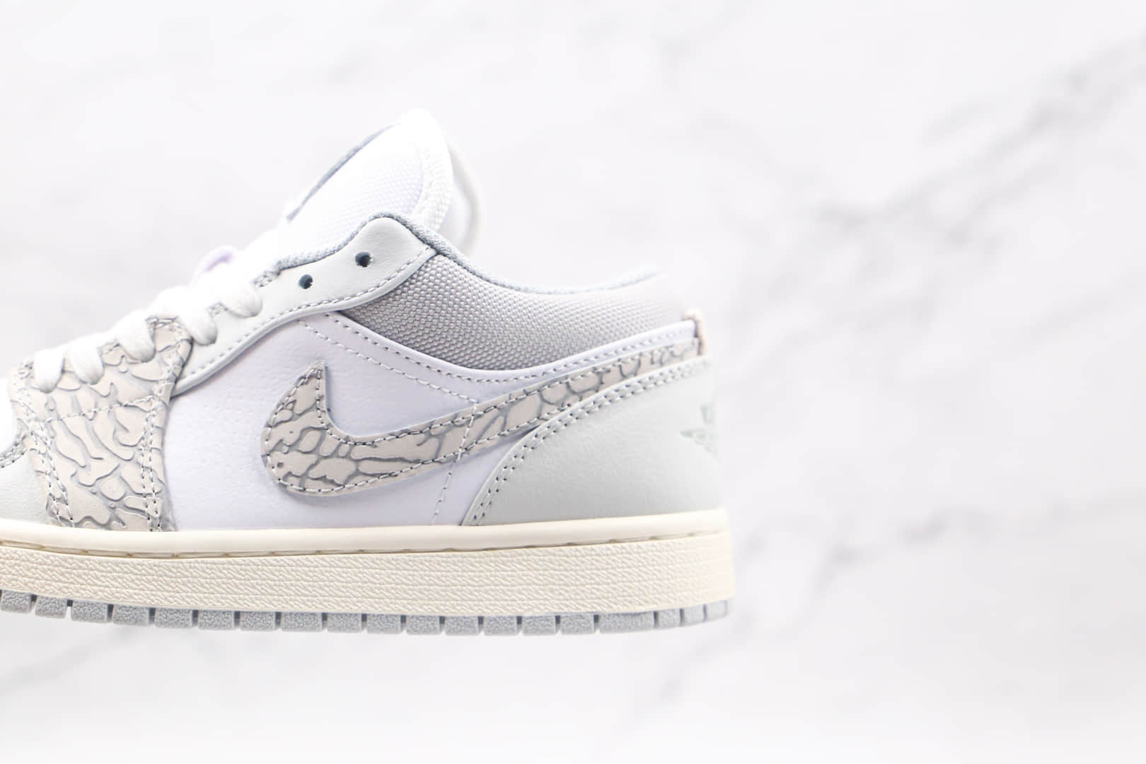 乔丹Air Jordan 1 Low PRM Elephant Print纯原版本低帮AJ1灰白大象爆裂纹板鞋原盒原标 货号：DH4269-100