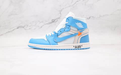 乔丹Air Jordan 1 x Off-White联名款纯原版本高帮AJ1白蓝色板鞋原盒原标 货号：AQ0818-148